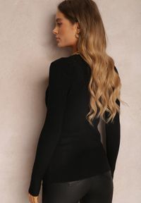 Renee - Czarny Sweter Peromela. Kolor: czarny. Materiał: bawełna, dzianina, prążkowany. Długość rękawa: długi rękaw. Długość: długie #5