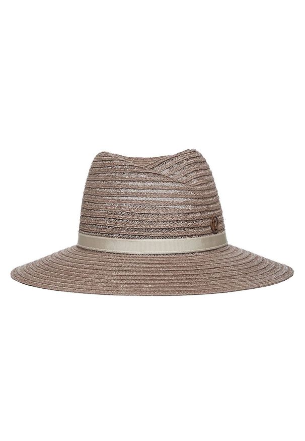 MAISON MICHEL PARIS - Beżowy kapelusz Virginie. Kolor: beżowy. Wzór: aplikacja