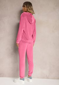 Renee - Ciemnoróżowy Komplet Dresowy o Welurowym Wykończeniu Tandrea. Kolor: różowy. Materiał: dresówka, welur #4