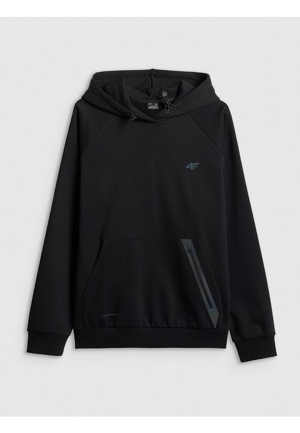 4f - 4F Bluza dresowa regular z kapturem męska - czarna XL. Okazja: na co dzień. Typ kołnierza: kaptur. Kolor: czarny. Materiał: dresówka. Długość rękawa: raglanowy rękaw. Styl: casual