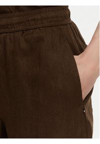 TOMMY HILFIGER - Tommy Hilfiger Spodnie materiałowe WW0WW48970 Brązowy ciemny Wide Leg. Kolor: brązowy. Materiał: len #4