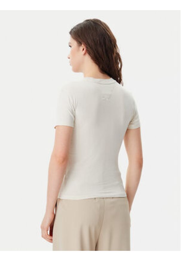 Tommy Jeans T-Shirt Tonal Linear DW0DW20315 Beżowy Slim Fit. Kolor: beżowy. Materiał: bawełna