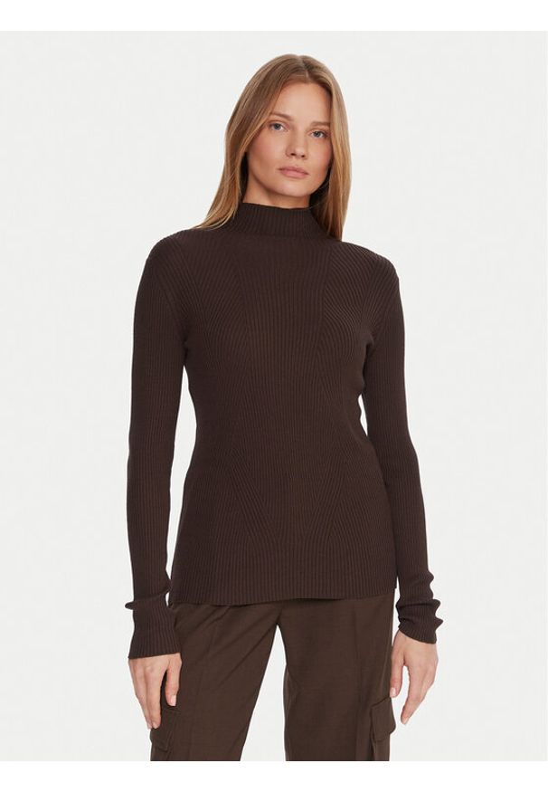 JOOP! Golf 58 JW224KN166 30033369 Brązowy Regular Fit. Typ kołnierza: golf. Kolor: brązowy. Materiał: wiskoza