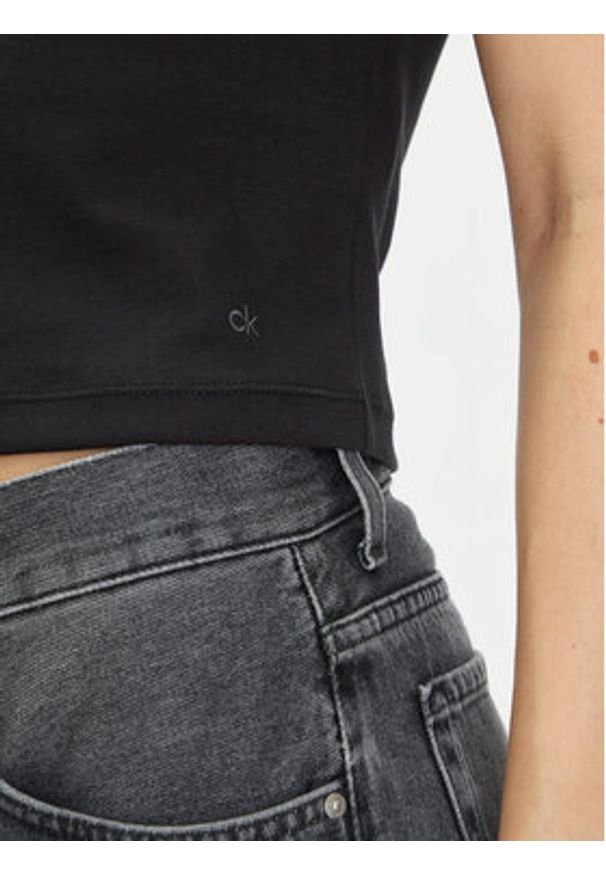 Calvin Klein Bluzka Liquid Touch Top K20K208422 Czarny Slim Fit. Kolor: czarny. Materiał: bawełna