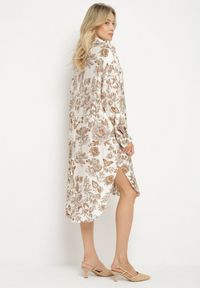 Born2be - Beżowa Wiskozowa Sukienka Koszulowa w Kwiaty Varvesa. Okazja: na co dzień. Typ kołnierza: kołnierzyk klasyczny. Kolor: beżowy. Materiał: wiskoza. Długość rękawa: długi rękaw. Wzór: kwiaty. Typ sukienki: koszulowe. Styl: klasyczny, casual, elegancki #7
