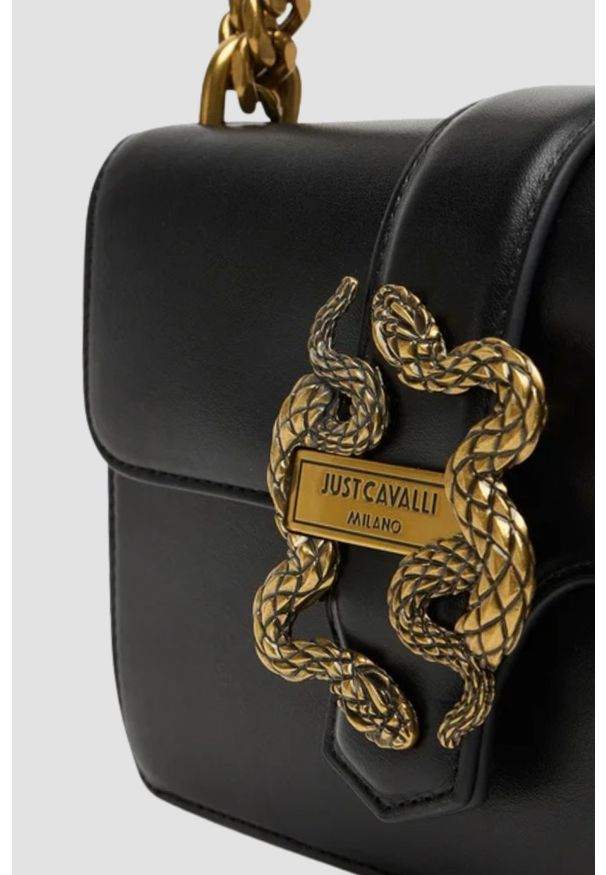 Just Cavalli - JUST CAVALLI Czarna kopertówka Iconic Snakes - Style 8. Kolor: czarny. Wzór: aplikacja. Materiał: zdobione. Styl: elegancki, wizytowy