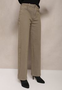 Renee - Zielone Szerokie Spodnie High Waist Inthini. Stan: podwyższony. Kolor: zielony. Styl: elegancki #3