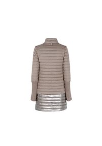 Ochnik - Kurtka puchowa damska z rękawem 3/4 i dzianinowymi mankietami. Kolor: brązowy. Materiał: poliester. Długość: długie. Wzór: aplikacja. Sezon: wiosna, zima. Styl: klasyczny #5