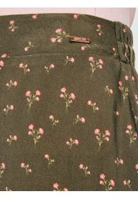 Big-Star - Spódnica damska midi z wiskozy z motywem kwiatowym khaki Vendi 303. Okazja: do pracy. Kolor: zielony. Materiał: wiskoza. Wzór: kwiaty. Styl: elegancki #3
