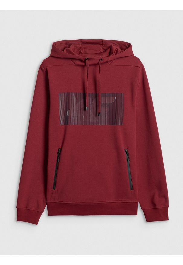 4f - 4F Bluza dresowa regular z kapturem męska - czerwona M. Okazja: na co dzień. Typ kołnierza: kaptur. Kolor: czerwony. Materiał: dresówka. Wzór: gładki. Styl: casual