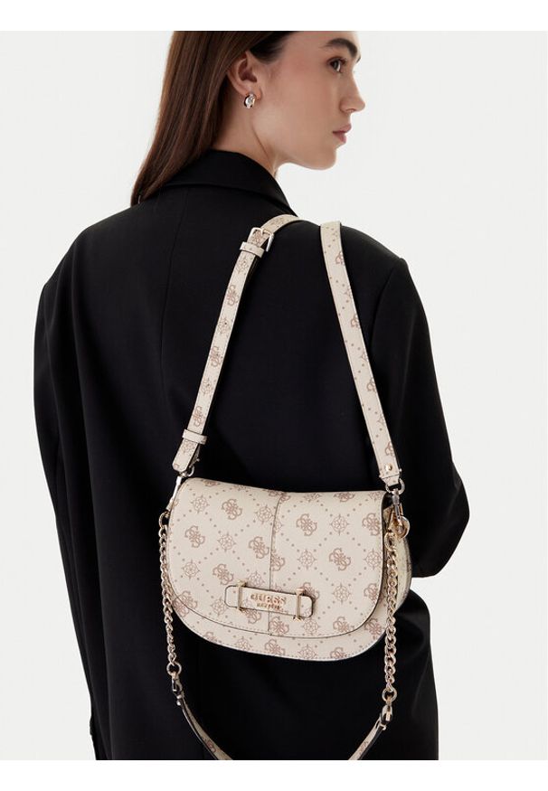 Guess Torebka Carrie Logo HWGP98 98200 Écru. Kolor: kremowy. Materiał: skórzane