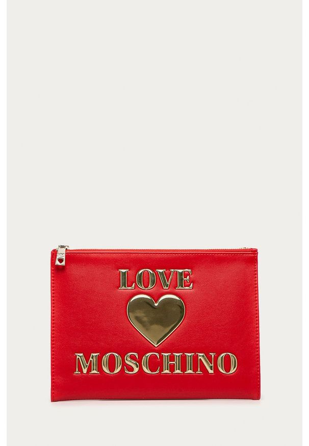 Love Moschino - Kosmetyczka. Kolor: czerwony. Materiał: syntetyk, materiał. Wzór: aplikacja