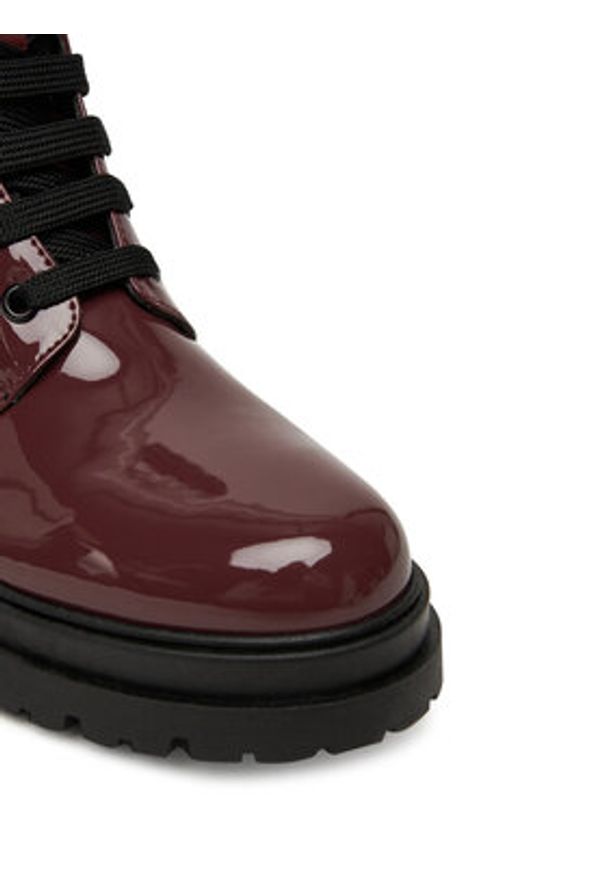 TOMMY HILFIGER - Tommy Hilfiger Trapery Lace-Up Bootie T4A5-34025-0775 D Bordowy. Kolor: czerwony. Materiał: skóra