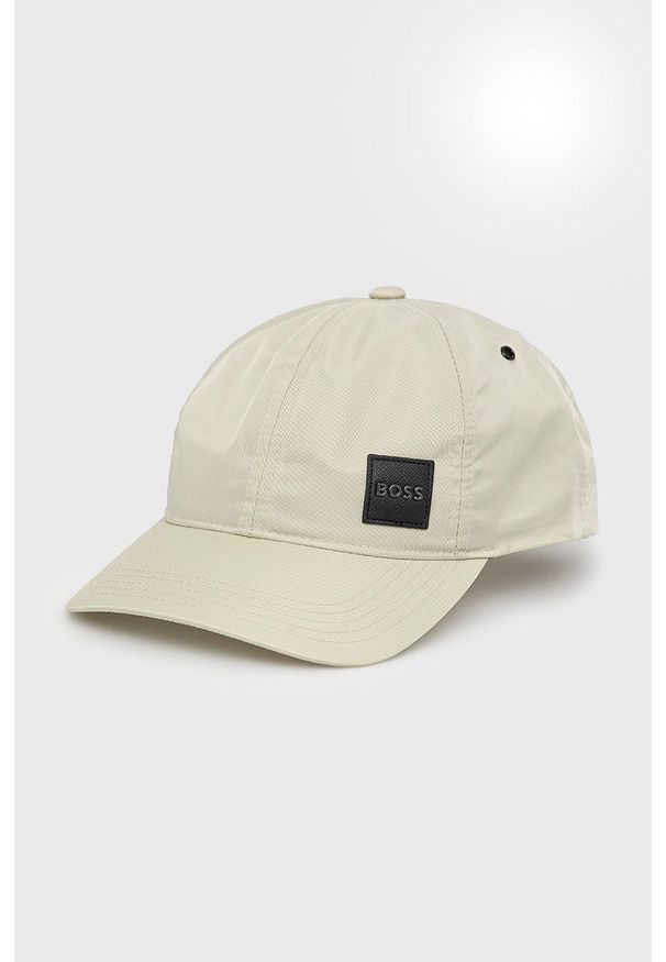 BOSS czapka 50466297 kolor beżowy gładka. Kolor: beżowy. Wzór: gładki
