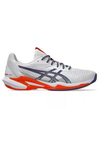 Buty do tenisa męskie Asics Solution Speed Ff 3 Clay. Kolor: biały. Materiał: materiał, syntetyk. Szerokość cholewki: normalna. Sport: tenis