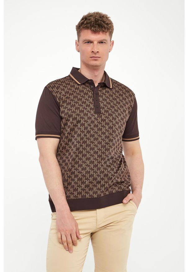 Karl Lagerfeld - Polo męskie z nadrukiem logo KARL LAGERFELD. Typ kołnierza: polo. Wzór: nadruk