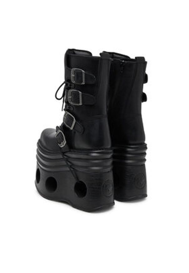 NEW ROCK Botki M-373-C446 Czarny. Kolor: czarny. Materiał: skóra. Styl: rockowy
