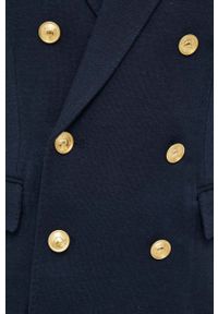 Polo Ralph Lauren marynarka z domieszką wełny kolor granatowy dwurzędowa gładka. Typ kołnierza: polo. Kolor: niebieski. Materiał: wełna. Wzór: gładki #4