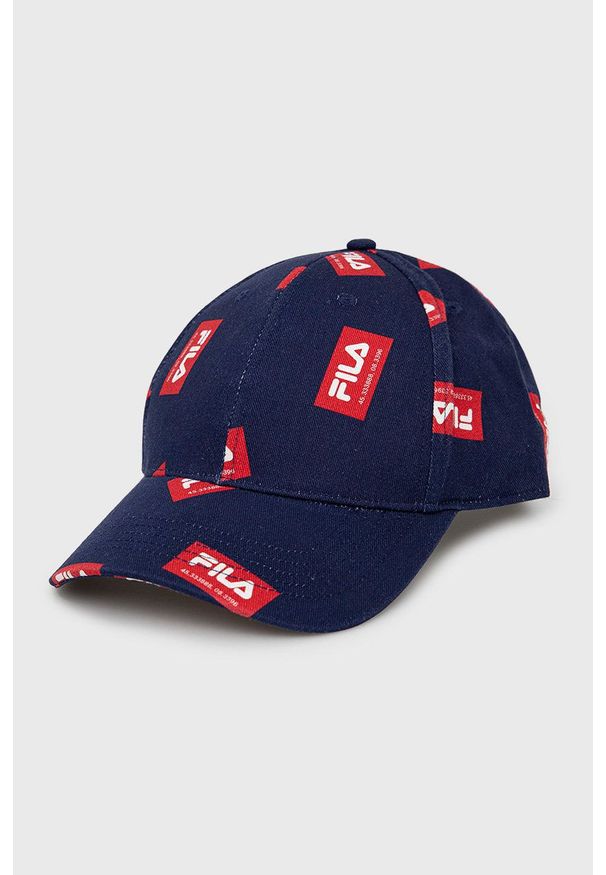 Fila czapka bawełniana kolor granatowy wzorzysta. Kolor: niebieski. Materiał: bawełna
