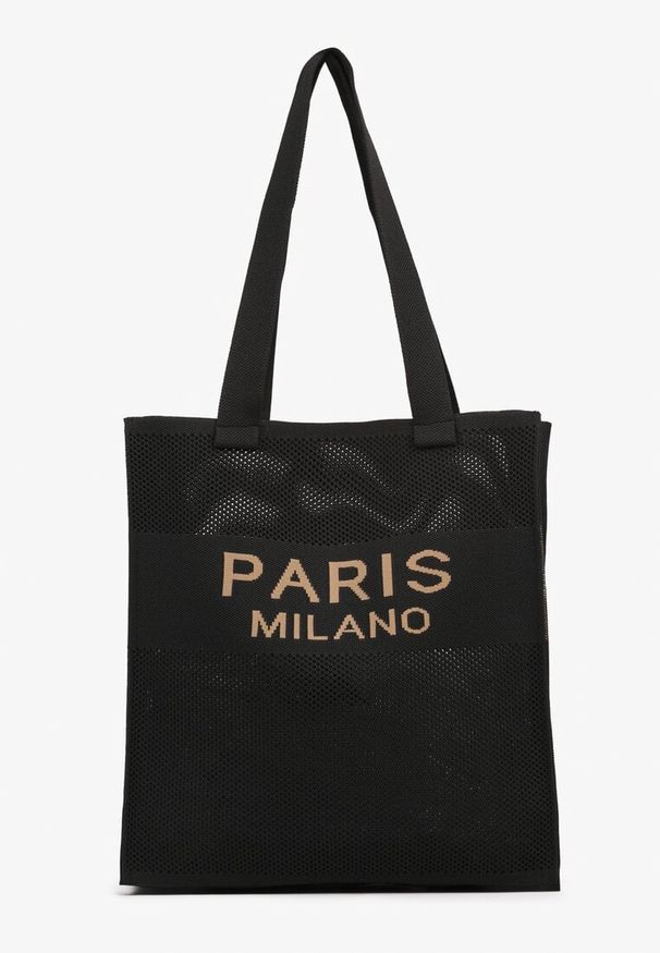 Renee - Czarna Torebka Typu Shopper Zdobiona Tłoczeniami Salicella. Kolor: czarny. Wzór: aplikacja. Materiał: zdobione, z tłoczeniem. Styl: elegancki, casual