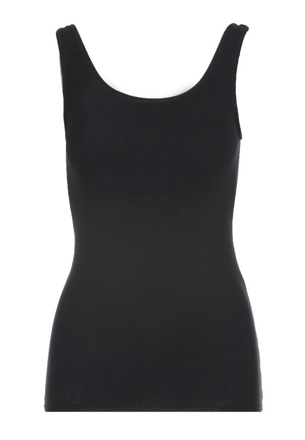 Born2be - Czarny Top Bawełniany Umefir. Kolor: czarny. Materiał: bawełna. Długość rękawa: na ramiączkach. Styl: klasyczny, sportowy