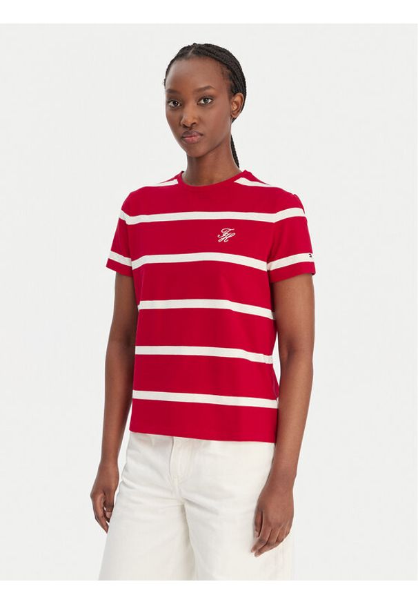 TOMMY HILFIGER - Tommy Hilfiger T-Shirt Script WW0WW47809 Czerwony Regular Fit. Kolor: czerwony. Materiał: bawełna