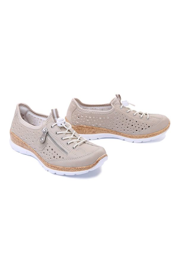 Rieker - RIEKER N42P6-62 beige, półbuty damskie. Kolor: beżowy