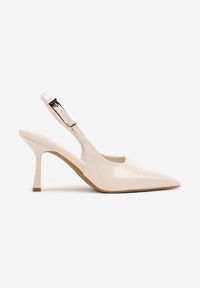 Renee - Beżowe Sandały Lakierowane na Szpilce Vices Typu Slingback Tilazea. Zapięcie: sprzączka. Kolor: beżowy. Materiał: lakier. Obcas: na szpilce. Styl: wizytowy, elegancki #5