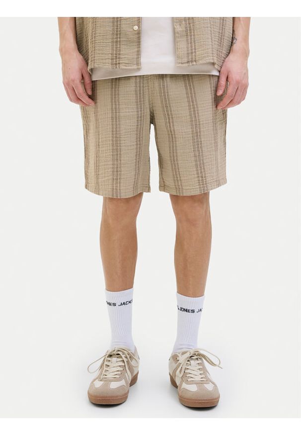 Jack & Jones Szorty materiałowe Jaiden 12274758 Beżowy Relaxed Fit. Kolor: beżowy. Materiał: bawełna
