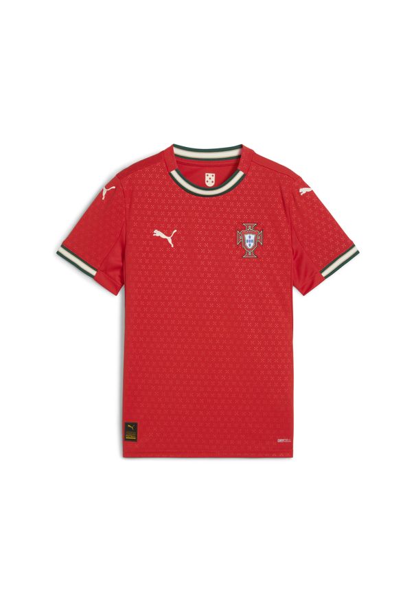 Puma - Młodzieżowa koszulka domowa Portugalia 2025 PUMA Sport Red Sugared Almond Beige. Kolor: czerwony, beżowy, wielokolorowy