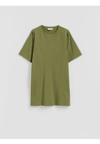 Reserved - Bawełniana sukienka mini - oliwkowy. Kolor: oliwkowy. Materiał: bawełna. Typ sukienki: proste. Długość: mini