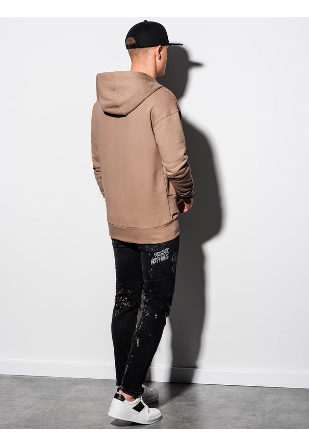 Ombre Clothing - Bluza męska z kapturem B1188 - jasnobrązowa - XXL. Typ kołnierza: kaptur. Kolor: brązowy. Materiał: bawełna, poliester