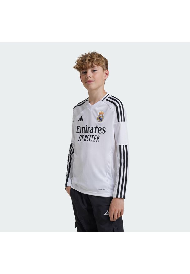Adidas - Koszulka Real Madrid 24/25 Long Sleeve Home Kids. Kolor: biały. Materiał: materiał. Długość rękawa: długi rękaw. Sport: piłka nożna