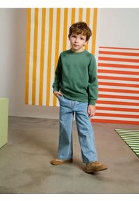 Sinsay - Jeansy wide leg z efektem sprania - niebieski. Kolor: niebieski #1