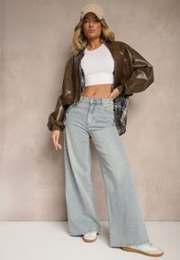 Renee - Jasnoniebieskie Jeansy Wide Leg High Waist Sesionis. Okazja: na co dzień. Stan: podwyższony. Kolor: niebieski. Styl: casual, elegancki