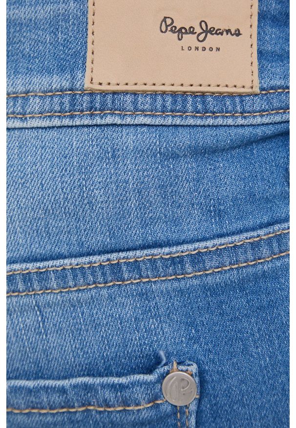 Pepe Jeans szorty jeansowe SIOUXIE damskie gładkie medium waist. Okazja: na co dzień. Kolor: niebieski. Materiał: denim. Wzór: gładki. Styl: casual