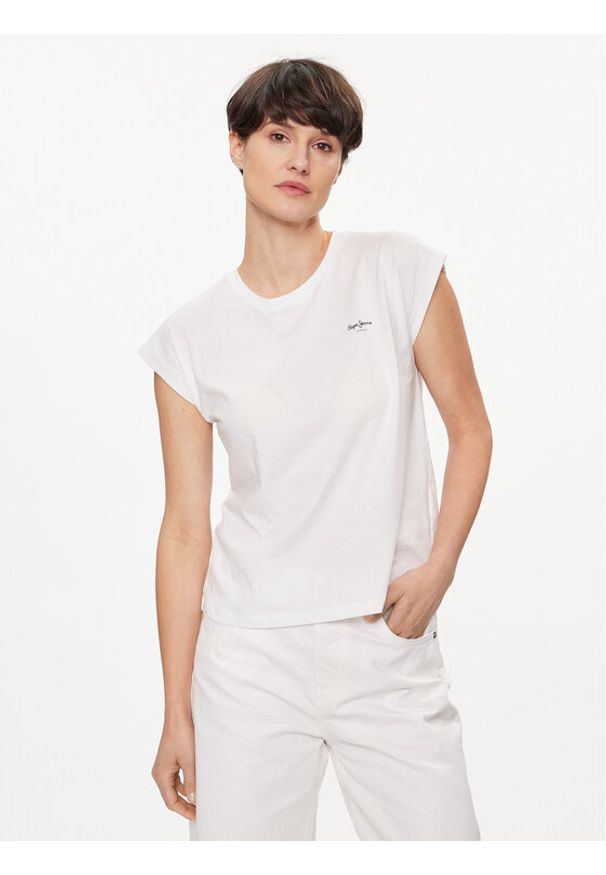 Pepe Jeans T-Shirt Lory PL505853 Biały Regular Fit. Kolor: biały. Materiał: bawełna