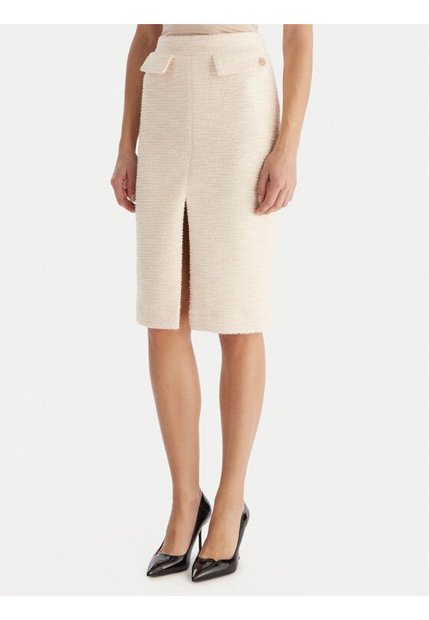 Babylon Spódnica midi S00601 Écru Regular Fit. Materiał: syntetyk