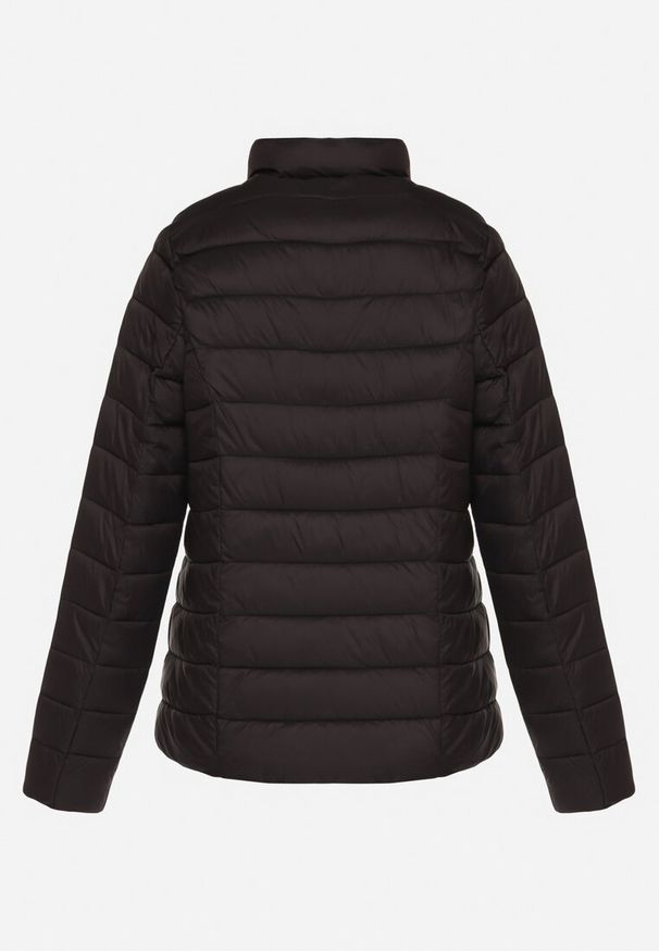 Born2be - Czarna Pikowana Kurtka w Klasycznym Stylu Nelaniel. Okazja: na co dzień. Kolor: czarny. Materiał: jeans. Styl: klasyczny