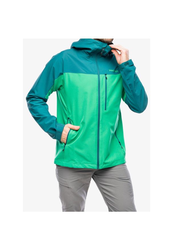 Kurtka softshell męska Marmot ROM GORE-TEX Infinium Hoody. Kolor: zielony. Materiał: softshell. Technologia: Gore-Tex