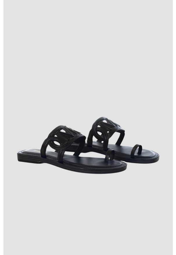 Michael Kors - MICHAEL KORS Czarne klapki Alma Flat Sandal, Rozmiar 38,5. Kolor: czarny