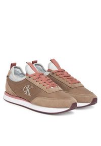 Calvin Klein Sneakersy Retro Runner Sock Laceup Mix Mat YW0YW02060 Brązowy. Kolor: brązowy. Materiał: materiał #2