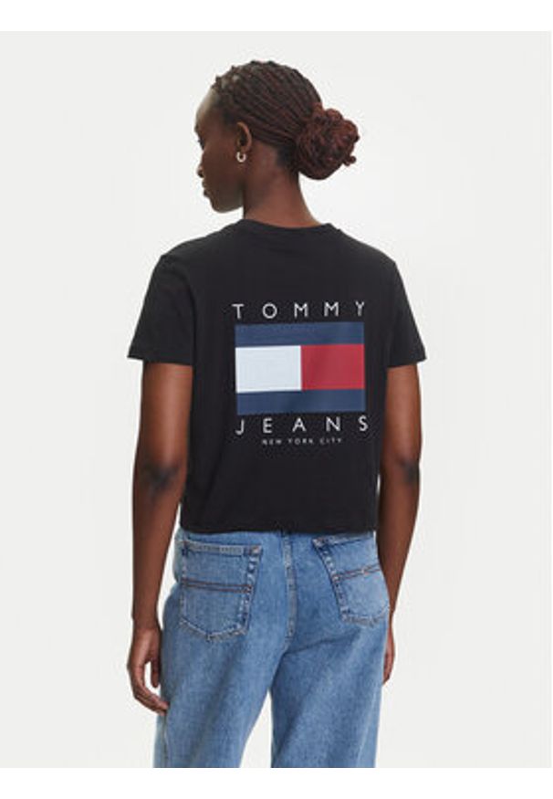 Tommy Jeans T-Shirt Flag DW0DW21423 Czarny Regular Fit. Kolor: czarny. Materiał: bawełna
