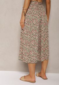 Renee - Zielono-Różowe Plisowane Spodnie Szwedy High Waist z Materiałowym Paskiem i Gumką w Talii Isefia. Okazja: na co dzień. Stan: podwyższony. Kolor: zielony. Materiał: materiał. Styl: elegancki, casual #4