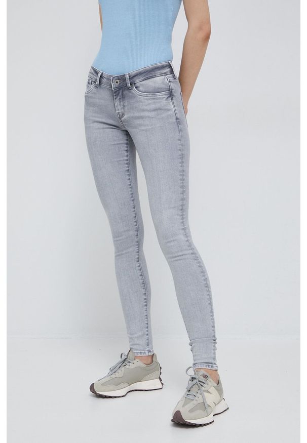 Pepe Jeans jeansy damskie medium waist. Kolor: szary