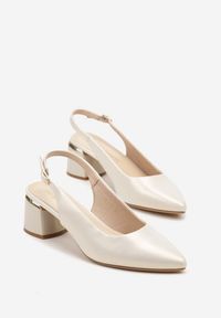 Renee - Beżowe Sandały Slingback na Słupku z Wkładką ze Skóry Naturalnej Niteleria. Okazja: na co dzień. Zapięcie: pasek. Kolor: beżowy. Materiał: skóra. Obcas: na słupku. Styl: klasyczny, casual, elegancki #5