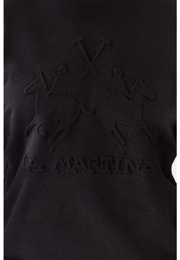 La Martina - LA MARTINA Czarna bluza męska z tłoczonym logo. Kolor: czarny. Długość rękawa: długi rękaw