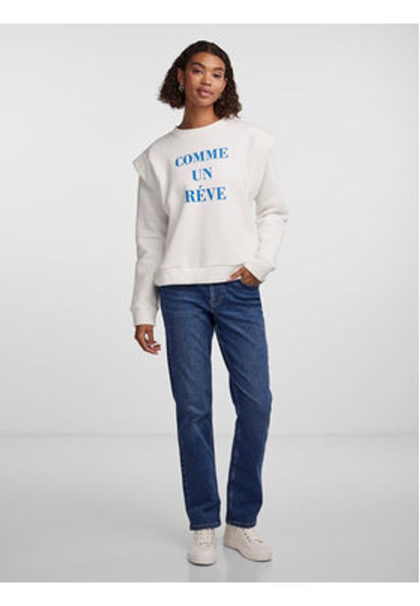 Pieces Bluza 17142198 Biały Loose Fit. Kolor: biały. Materiał: bawełna