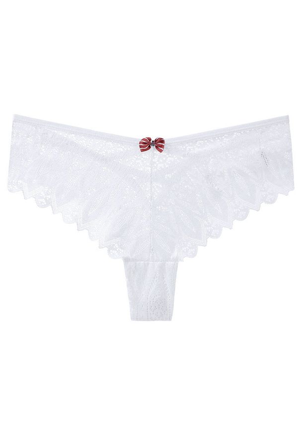 Intica - Figi koronkowe z kokardką na specjalne okazje Wita. Kolor: biały. Materiał: koronka. Wzór: ażurowy, koronka