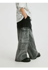 Reserved - Jeansy wide leg z efektem ombre - czarny. Kolor: czarny